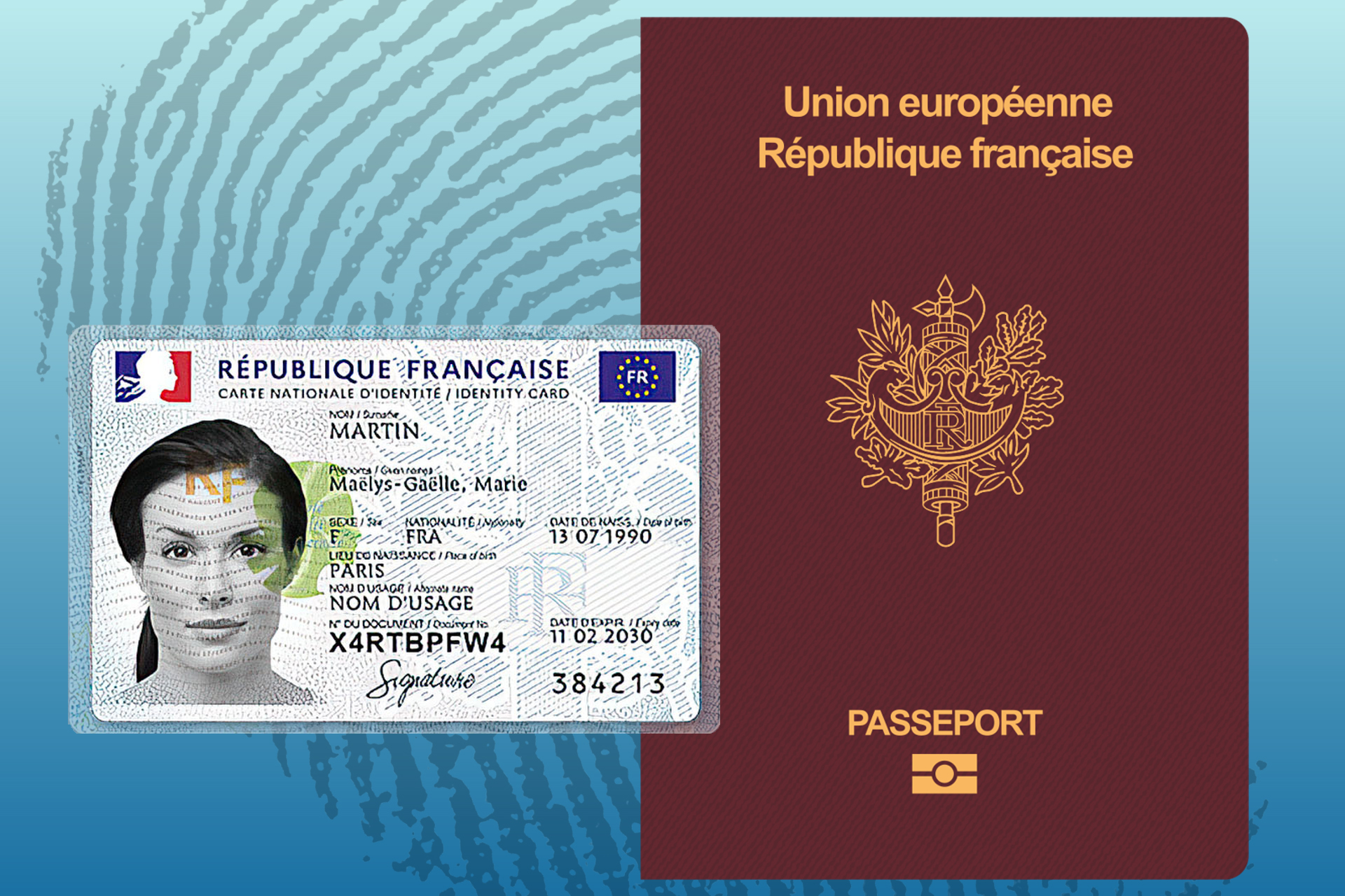 Une carte d'identité et un passeport