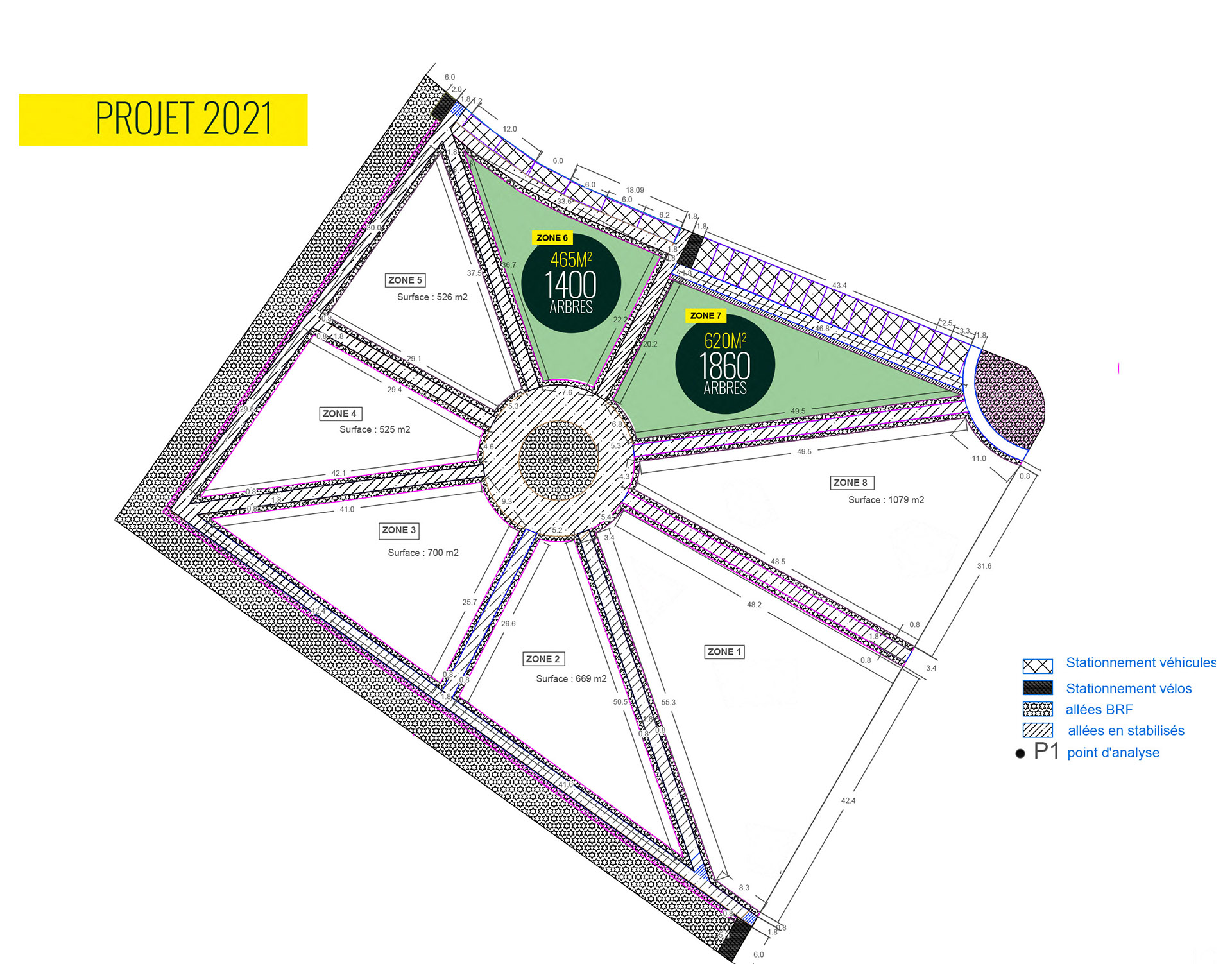 Plan de la parcelle en 2021